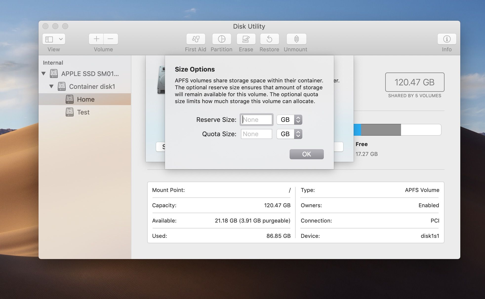 setup a partition for osx